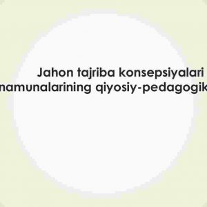 Jahon tajriba konsepsiyalari namunalarining qiyosiy-pedagogik tahlili