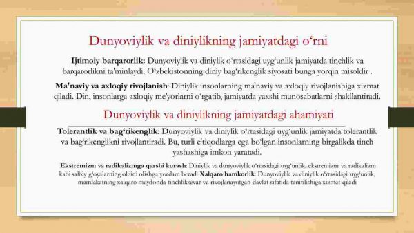 Jamiyat hayotida duyoviylik va diniylik mutanosibligi - Image 4