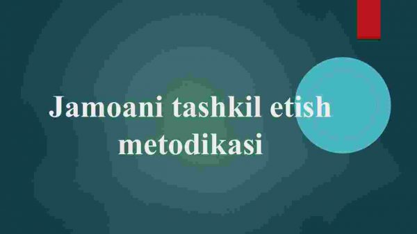Jamoani tashkil etish metodikasi