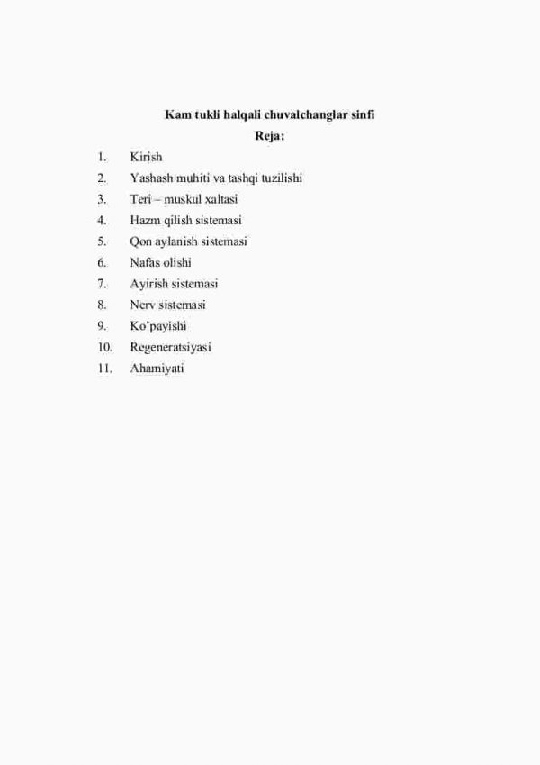 Kam tukli halqali chuvalchanglar sinfi