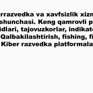 Kiberrazvedka va xavfsizlik xizmatlari tushunchasi. Keng qamrovli profil taxdidlari, tajovuzkorlar, indikatorlarni yig‘ish. Qalbakilashtirish, fishing, firibgarlik. Kiber razvedka platformalari