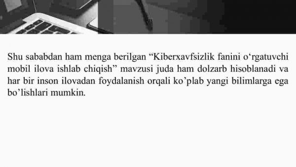 Kiberxavfsizlik fanini o'rgatuvchi mobil ilova ishlab chiqish - Image 3