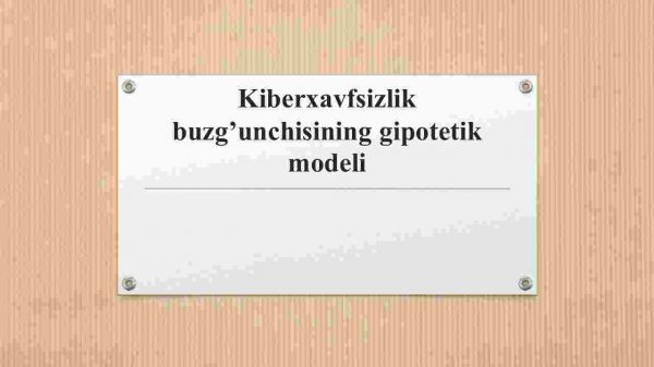 Kiberxavfsizlik buzg'unchisining gipotetik modeli