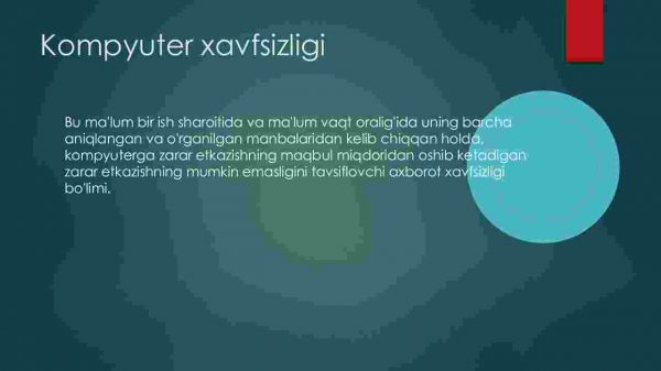 Kiberxavfsizlik tushunchasi, uning tashkil etuvchilarining xarakteristikalari. Аxborotli jamiyatda xavfsizlik. Xavfsizlik tushunchasi - Image 2