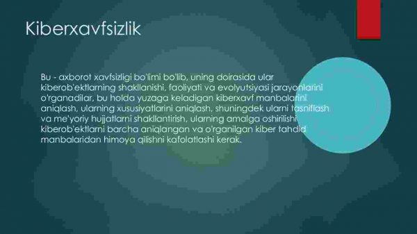 Kiberxavfsizlik tushunchasi, uning tashkil etuvchilarining xarakteristikalari. Аxborotli jamiyatda xavfsizlik. Xavfsizlik tushunchasi - Image 3