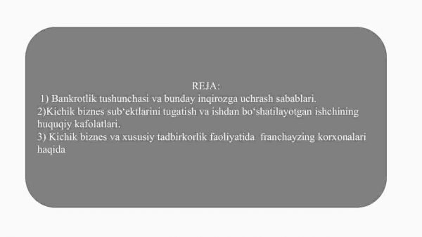 Kichik biznes va xususiy tadbirkorlik faoliyatida bankrotlik va franchayzing - Image 2