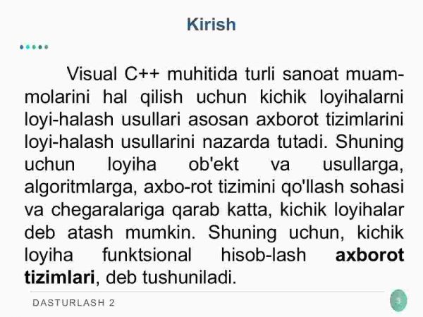 Kichik loyihalar yaratish. Visual C++ muxitida turli soxaga oid masalalarni yechish uchun mini loyixalash usullari - Image 3