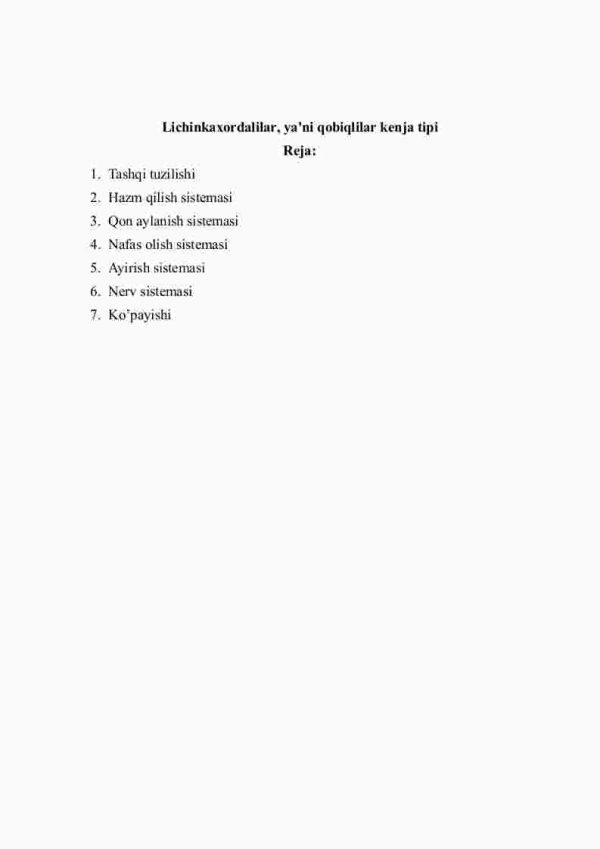 Lichinkaxordalilar, ya'ni qobiqlilar kеnja tipi