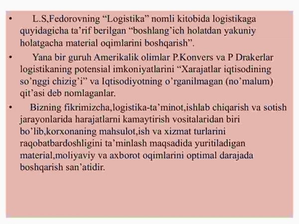 Logistika va transport iqtisodiyoti fanining predmeti,vazifalari,asosiy tamoyillari va tushunchalari - Image 4