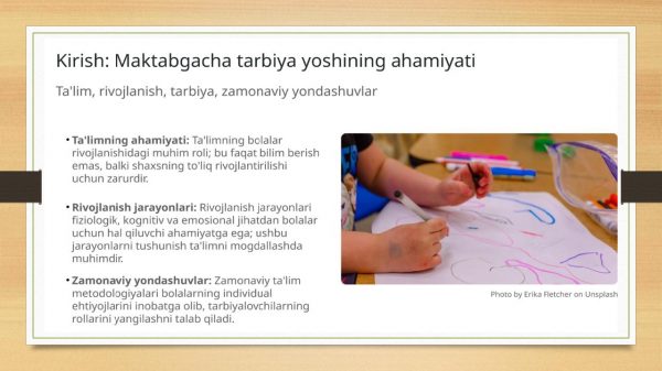 Maktabgacha tarbiya yoshining rivojlanishini  shart-sharoitlari - Image 2