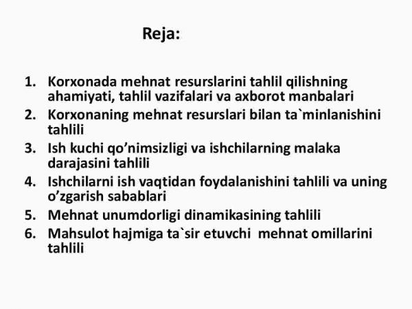 Mehnat resurslari bilan ta'minlanganlik va mehnat unumdоrligi tahlili - Image 2