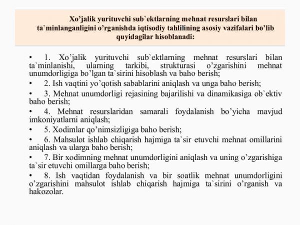 Mehnat resurslari bilan ta'minlanganlik va mehnat unumdоrligi tahlili - Image 3