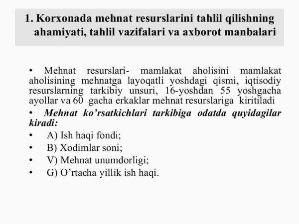 Mehnat resurslari bilan ta'minlanganlik va mehnat unumdоrligi tahlili - Image 4