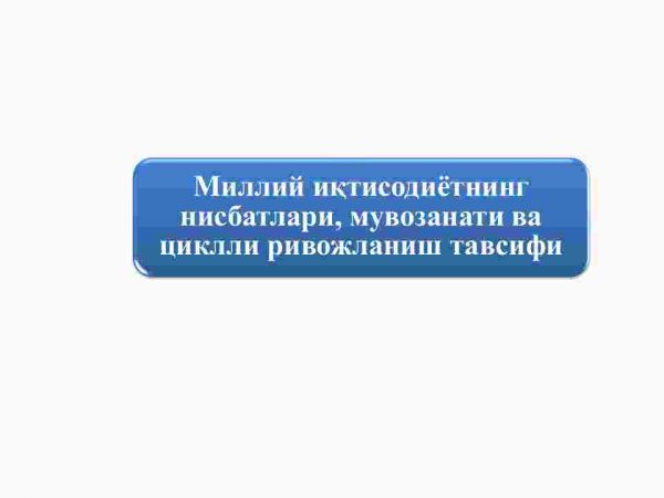 Milliy iqtisodiyotning nisbatlari, muvozanati va siklli rivojlanish tavsifi