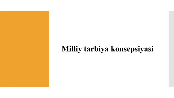 Milliy tarbiya konsepsiyasi