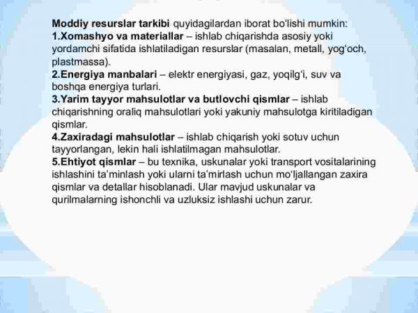 Moddiy resurslar bilan ta'minlanganlik va ulardan foydalanish tahlili - Image 4