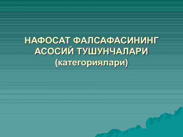 Nafosat falsafasining asosiy tushunchalari