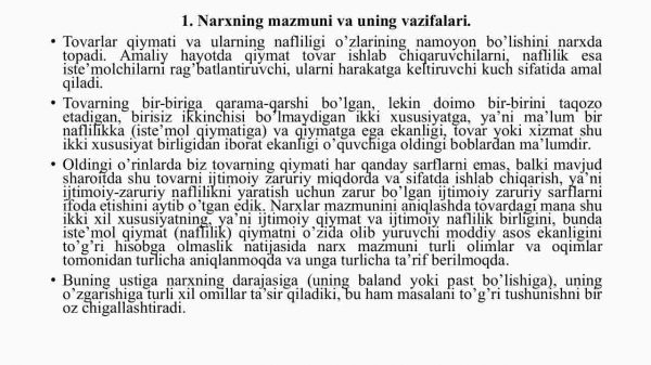Narxning mohiyati va shakllanish  xususiyatlari - Image 3