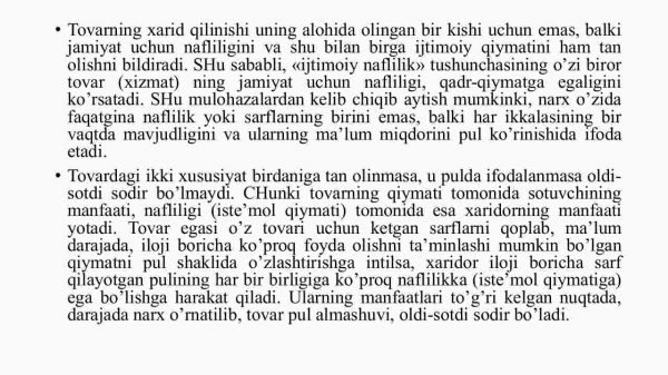 Narxning mohiyati va shakllanish  xususiyatlari - Image 4