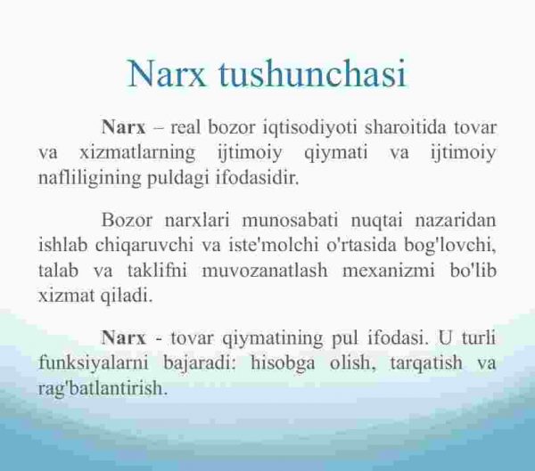 Narxning mohiyati va shakllanish xususiyatlari - Image 3