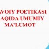 Navoiy poetikasi haqida umumiy ma'lumot