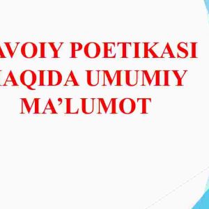 Navoiy poetikasi haqida umumiy ma'lumot