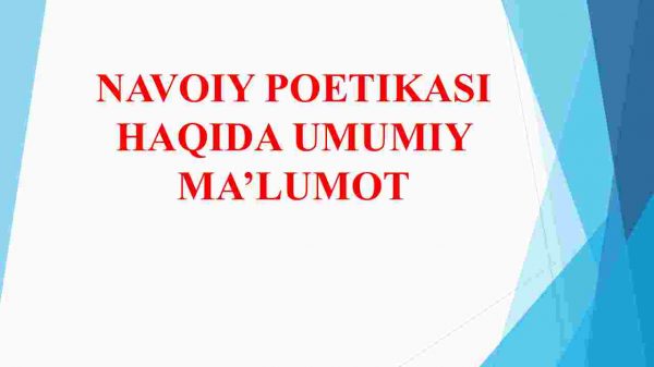 Navoiy poetikasi haqida umumiy ma'lumot