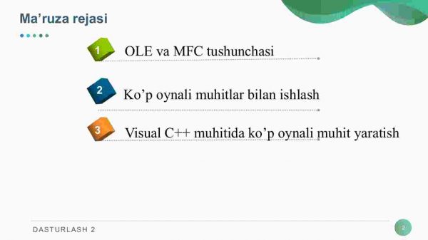 OLE, MFC texnologiyalari. Ko’p oynali muhitlar bilan ishlash. Visual C++ muhitida ko’p oynali muhit yaratish - Image 2