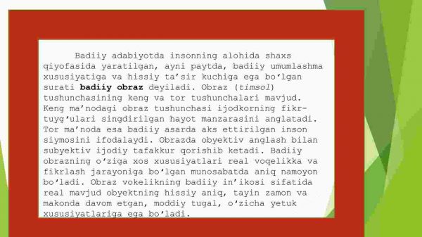 Obraz – insonning adabiyotdagi umumlashma tasviri - Image 3
