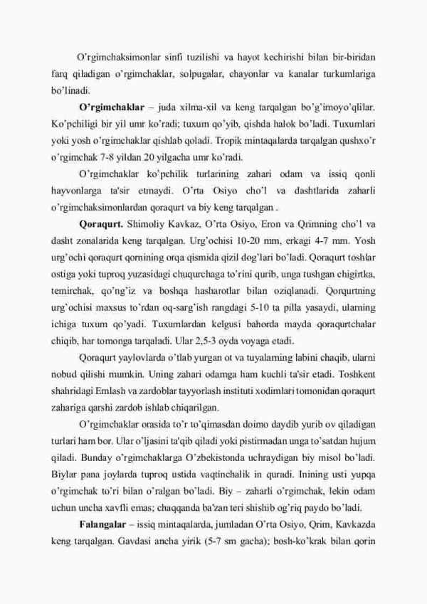O'rgimchaksimonlar klassifikatsiyasi - Image 2
