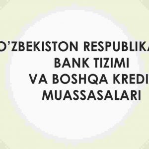 O'zbekiston Respublikasida bank tizimi va boshqa kredit muassasalari