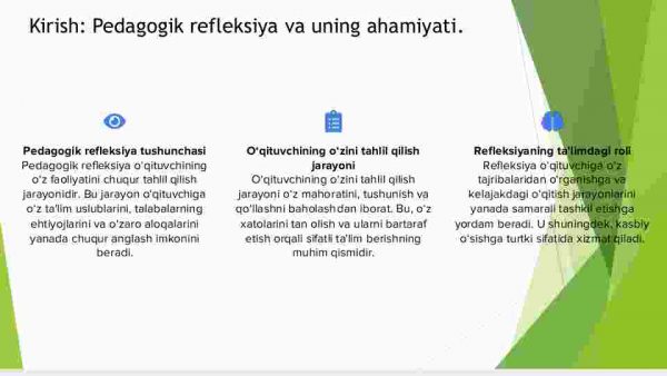 O'qituvchining kasbiy pedagogik refleksiya asosida o'z pedagogik mahorati imkoniyatlarini takomillashtirishi - Image 3