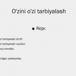 O'zini o'zi tarbiyalash