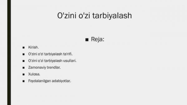 O'zini o'zi tarbiyalash