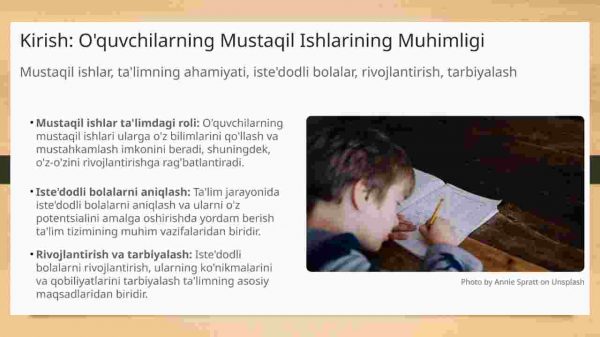 O'quvchilarning mustaqil ishlarini tashkil etish. Iste'dodli bolalarni aniqlash va ularni tarbiyalash - Image 3