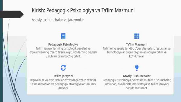 Pedagogik psixologiyada ta'lim mazmuni sifatidagi jarayonlari - Image 2