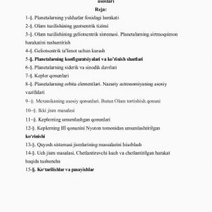 Planetalarning ko'rinma va haqiqiy harakatlari va osmon mexanikasining asoslari