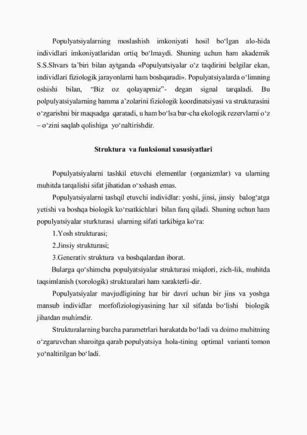 Populyatsiyalar mohiyati. Organizmlar  populyatsiyalarini  struktura  va   funksional  xususiyatlari - Image 4