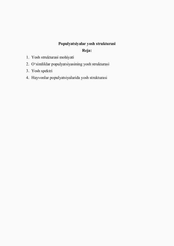 Populyatsiyalar yosh strukturasi