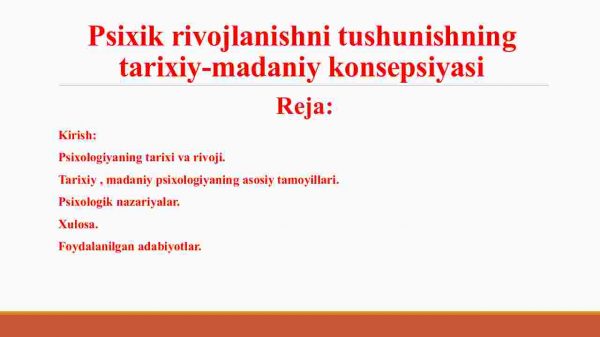 Psixik rivojlanishni tushunishning tarixiy-madaniy konsepsiyasi
