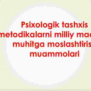 Psixologik tashxis metodikalarni milliy madaniy muhitga moslashtirish muammolari