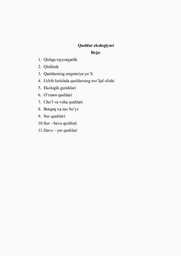 Qushlar ekologiyasi