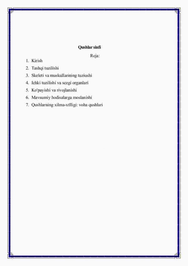 Qushlar sinfi