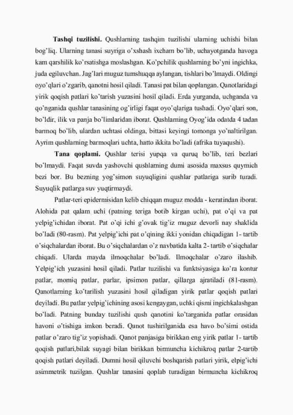 Qushlarning tashqi tuzilishi, skеlеti va muskullari - Image 2