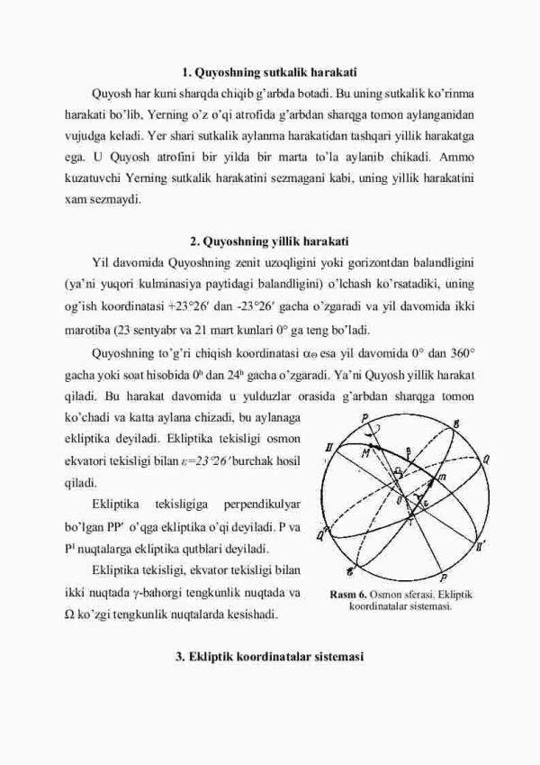 Quyoshning sutkalik va yillik harakatlari. Sferik trigonometriyaning asosiy formulalari - Image 2