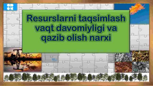 Resurslarni taqsimlash vaqt davomiyligi va qazib olish narxi