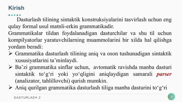 Sintaktik tahlil. Ifodalarning sintaktik tahlili. Parser sinfi. Sintaktik analizatorni yaratish - Image 3