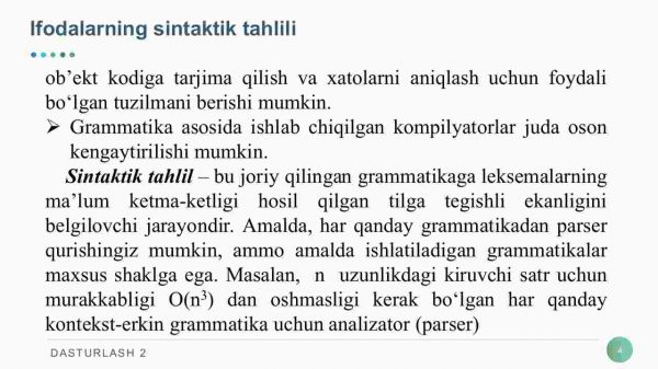 Sintaktik tahlil. Ifodalarning sintaktik tahlili. Parser sinfi. Sintaktik analizatorni yaratish - Image 4