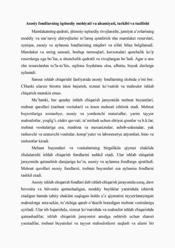 Sanoat ishlab chiqarishining asosiy fondlari va ishlab chiqarish quvvatlari - Image 2