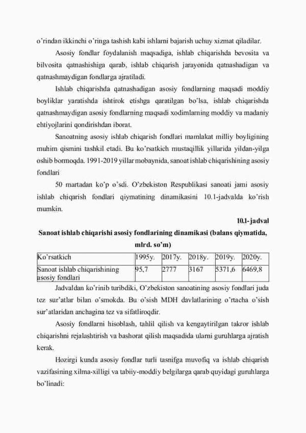 Sanoat ishlab chiqarishining asosiy fondlari va ishlab chiqarish quvvatlari - Image 3